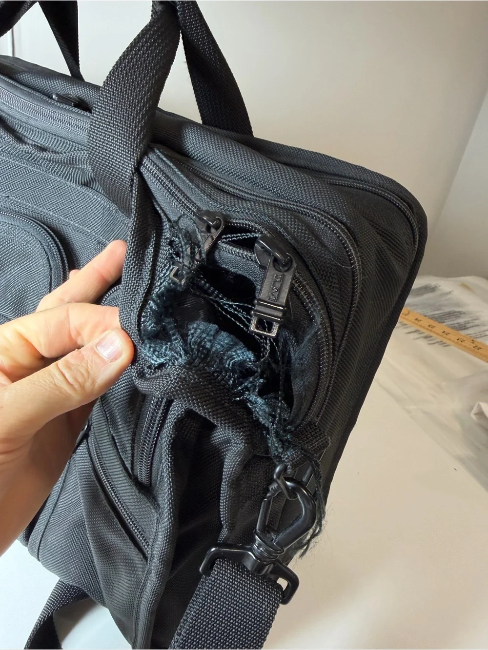 Tumi Alpha Expandable Nylon Black Men's Travel and Laptop Messenger Bag